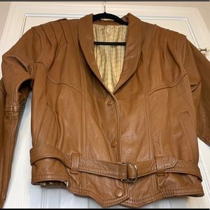 Vintage 80s leather bomber jacket size medium